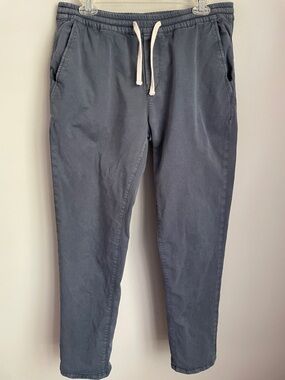 Marine Layer Blue/Gray Drawstring Slim Fit Organic Cotton Blend Pants Size Large